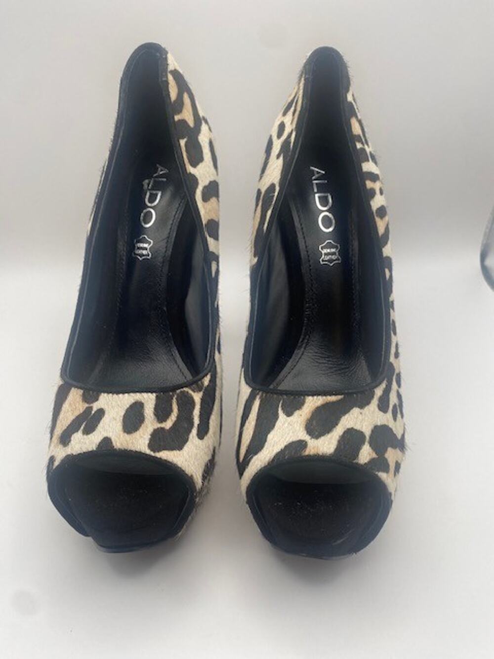 ALDO Leopard Print Calf Hair Platform Pumps Stiletto High Heels Women’s Size 7.5